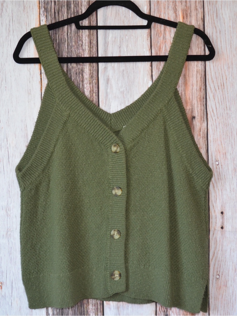 Madewell Olive Green Button-Front Knit Tank